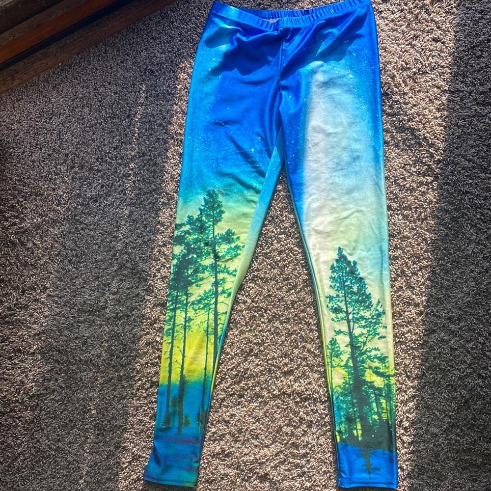 Blue and Green Cool Tree Leggings